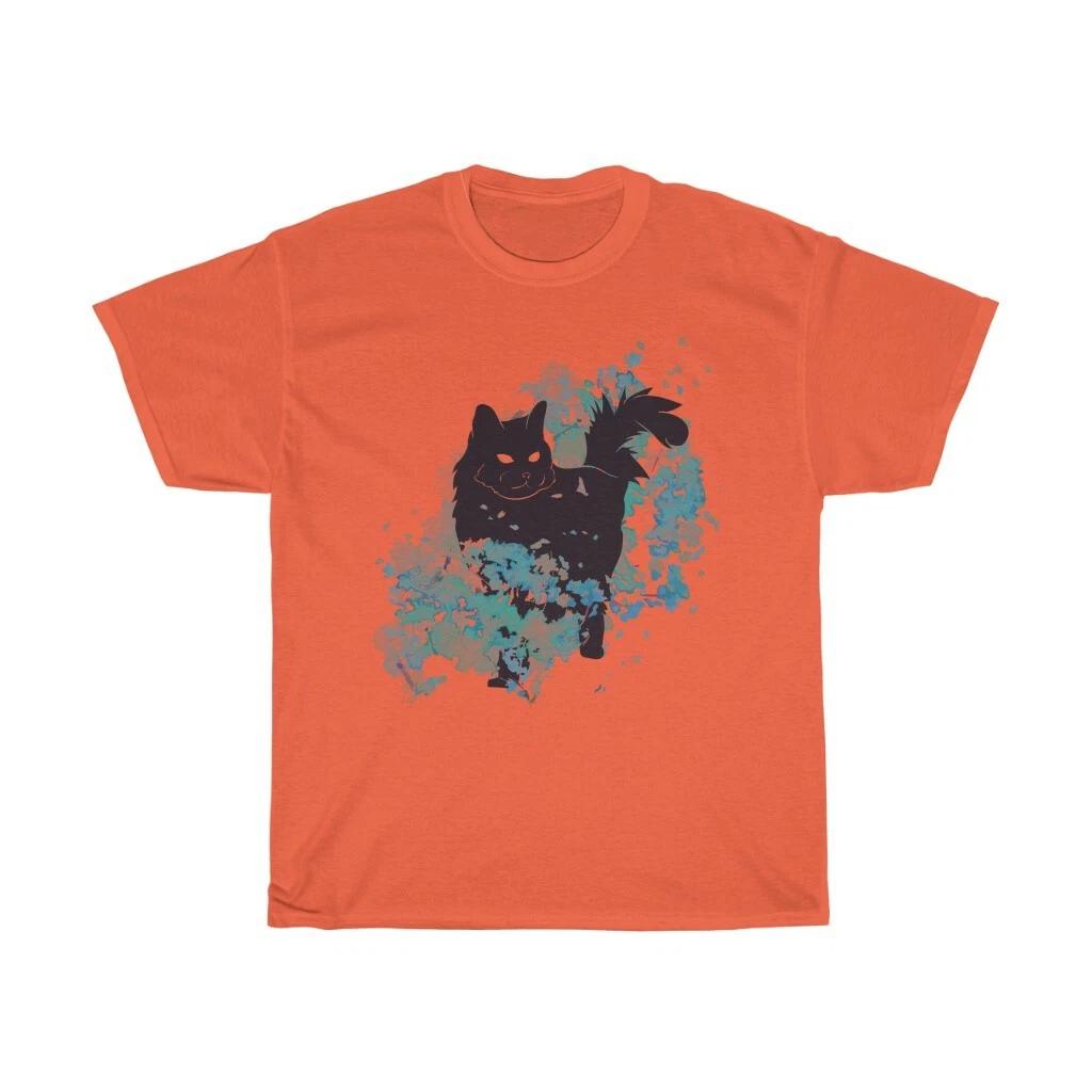 Black Cat, Unisex Heavy Cotton T-shirt, Halloween, Classic Vintage Tee L