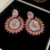 Elegant Zircon Geometric Flower Jewelry Set: Luxury Necklace & Stud Earrings