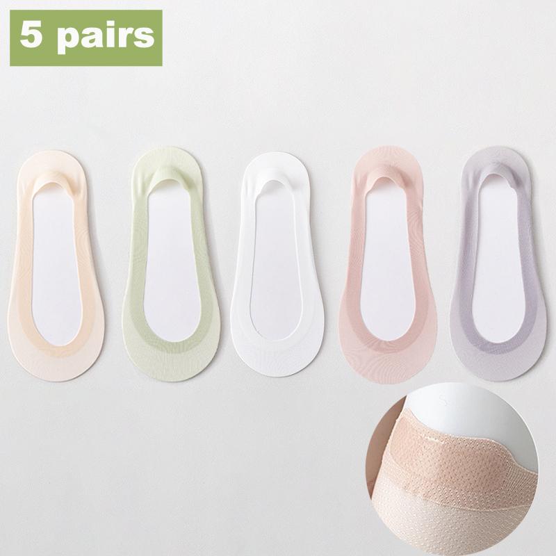 Women Socks Girl Lady Spring Summer Thin Ice Silk Non-slip Do Not Fall Off Sweat-absorbing Traceless Breathable Invisible Socks