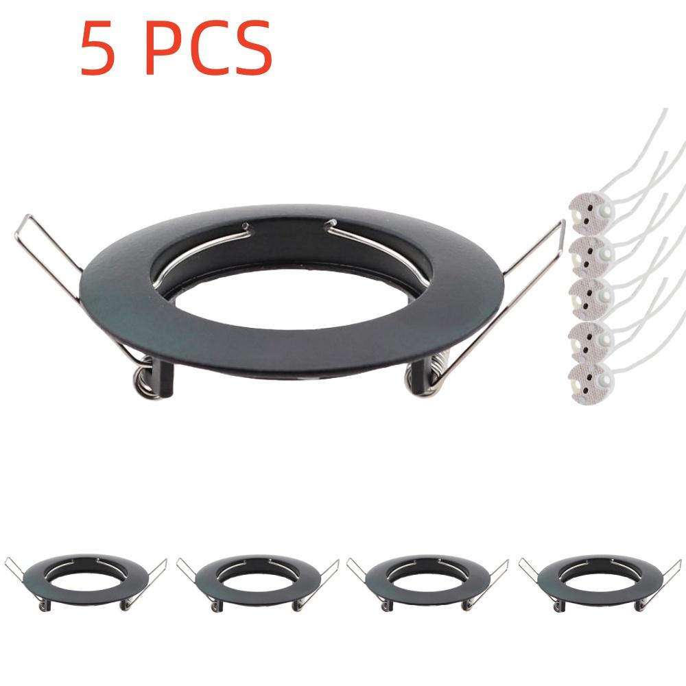 5Pcs Recessed LED Downlight Mounted Frame Round with MR16 Lamp Holder Cut Hole 60mm Ceiling Spot Lights Fitting Fixture
