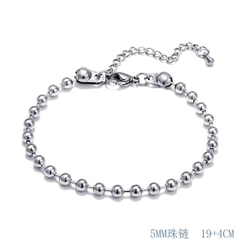 Minimalist Geometric Titanium Steel Chain Bracelet Men Women Punk Style Unisex Jewelry Steel Beaded Wave Chain Bracelet
