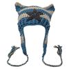 Cat Ear Beanie Hat for Women Harajuku Style Star Patched Earflap Hat Handmade Crochet Hat Y2K Sweet Winter Warm Headwear