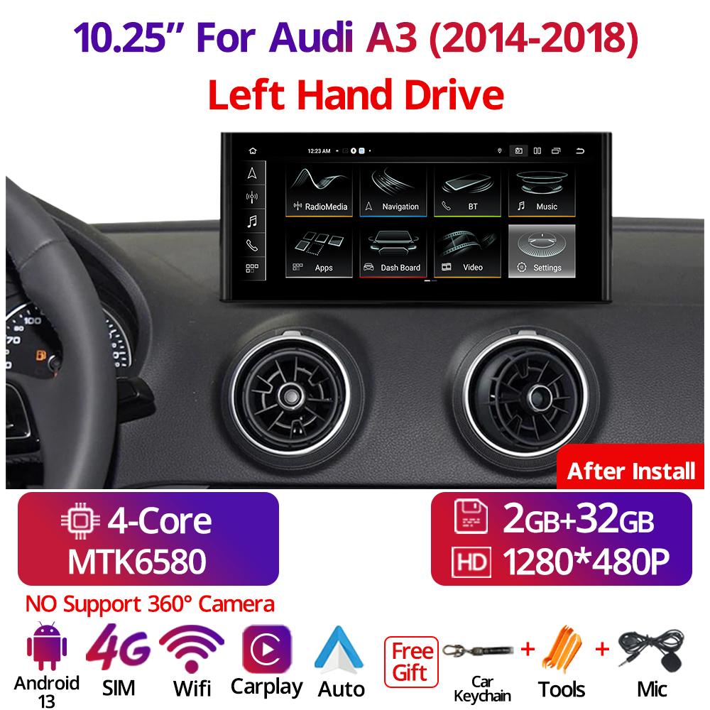 

10,25 Android13 автомобильное радио для A3 2014-2018 GPS стерео мультимедийный плеер CarPlay авто головное устройство Bluetooth 4G Wifi красный