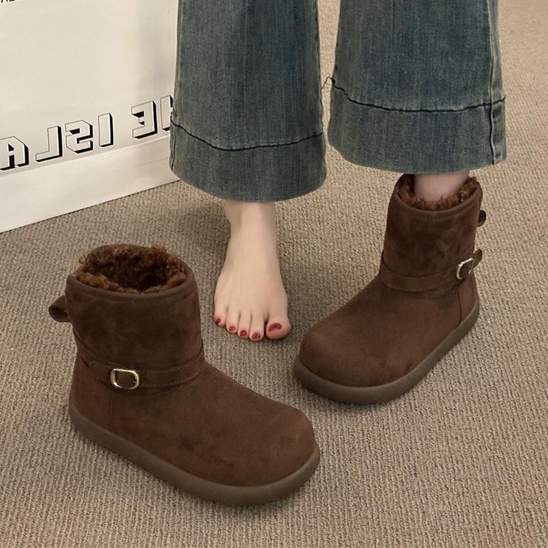 Śnieżne Botki Damskie Futrzane Płaskie Projektanckie Bawełniane Buty Casualowa Moda Krótkie Pluszowe Sneakersy Przytulne Ciepłe Mujer Botas