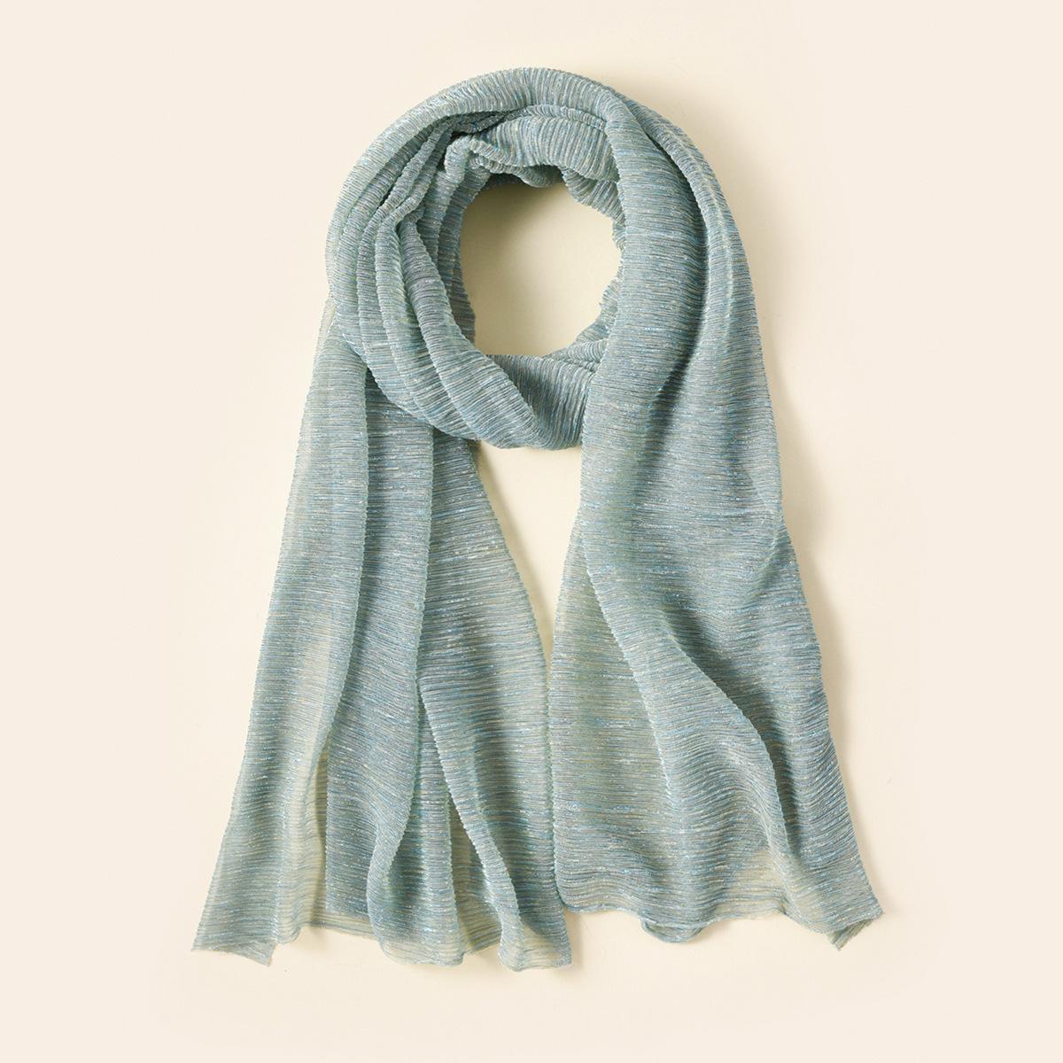 Ethnic Style Crinkled Headscarf - Solid Color, All-Season Women s Shawl