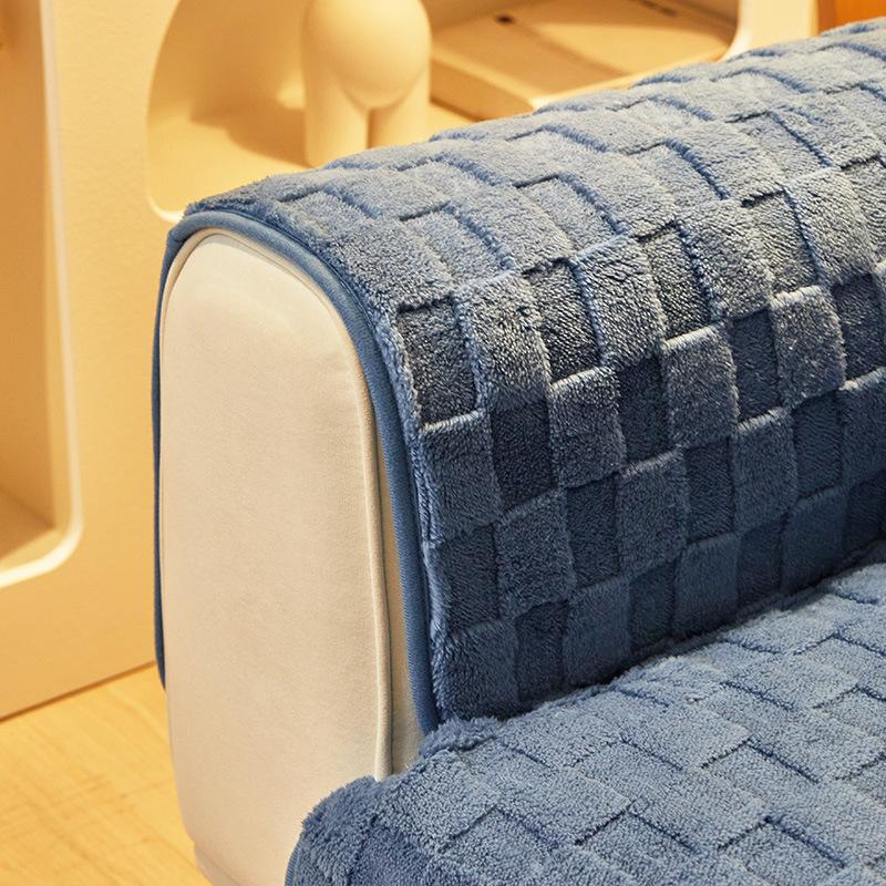 Sofa Cushion Simple Winter Antislip Suede Cushion Universal Backrest Towel Winter Plush Sofa Cover Slipcover