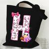 Halloween personalized print student canvas bag tutoring bag 26 letters fashion shoulder bag women large capacity