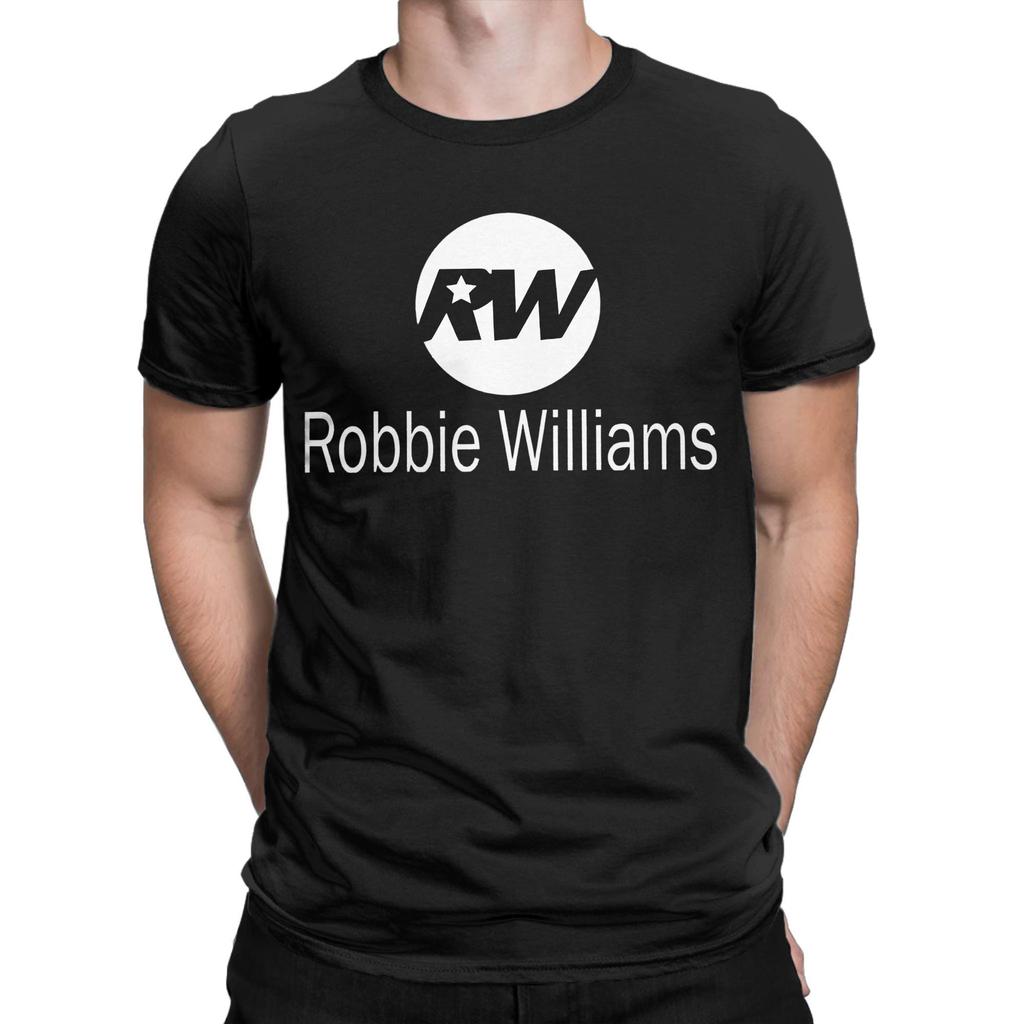 Vintage Robbie Williams Live 2025 Concert T-Shirt Men O Neck Pure Cotton T Shirt RW Singer Short Sleeve Tee Gift Merchandise