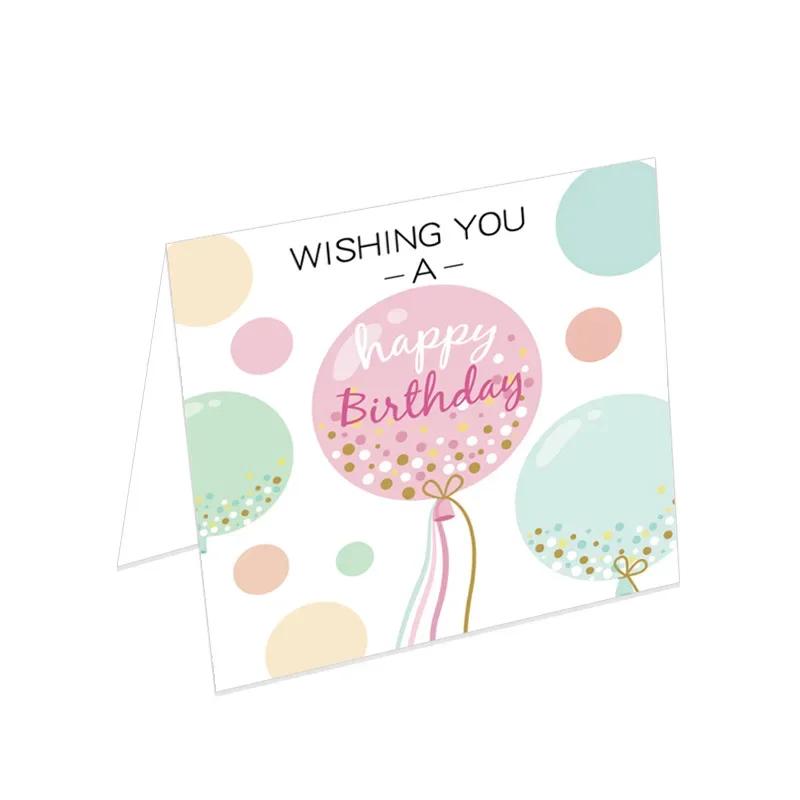 

Happy Birthday Greeting Card Cartoon Printing Gift Card with Envelope for Party Celebration Blessing Invite Random Image