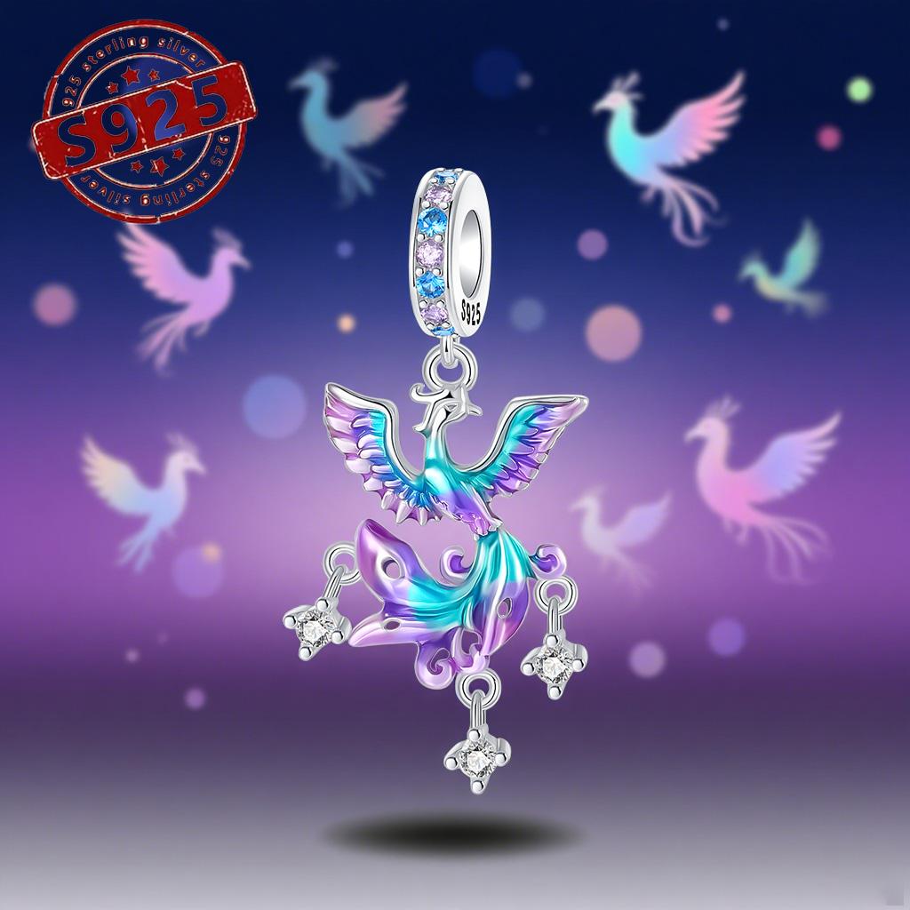 

Copper Gradient-Colored Phoenix Pendant Jewelry Beads For Original Bracelet Exquisite Plata Bead Women Gift