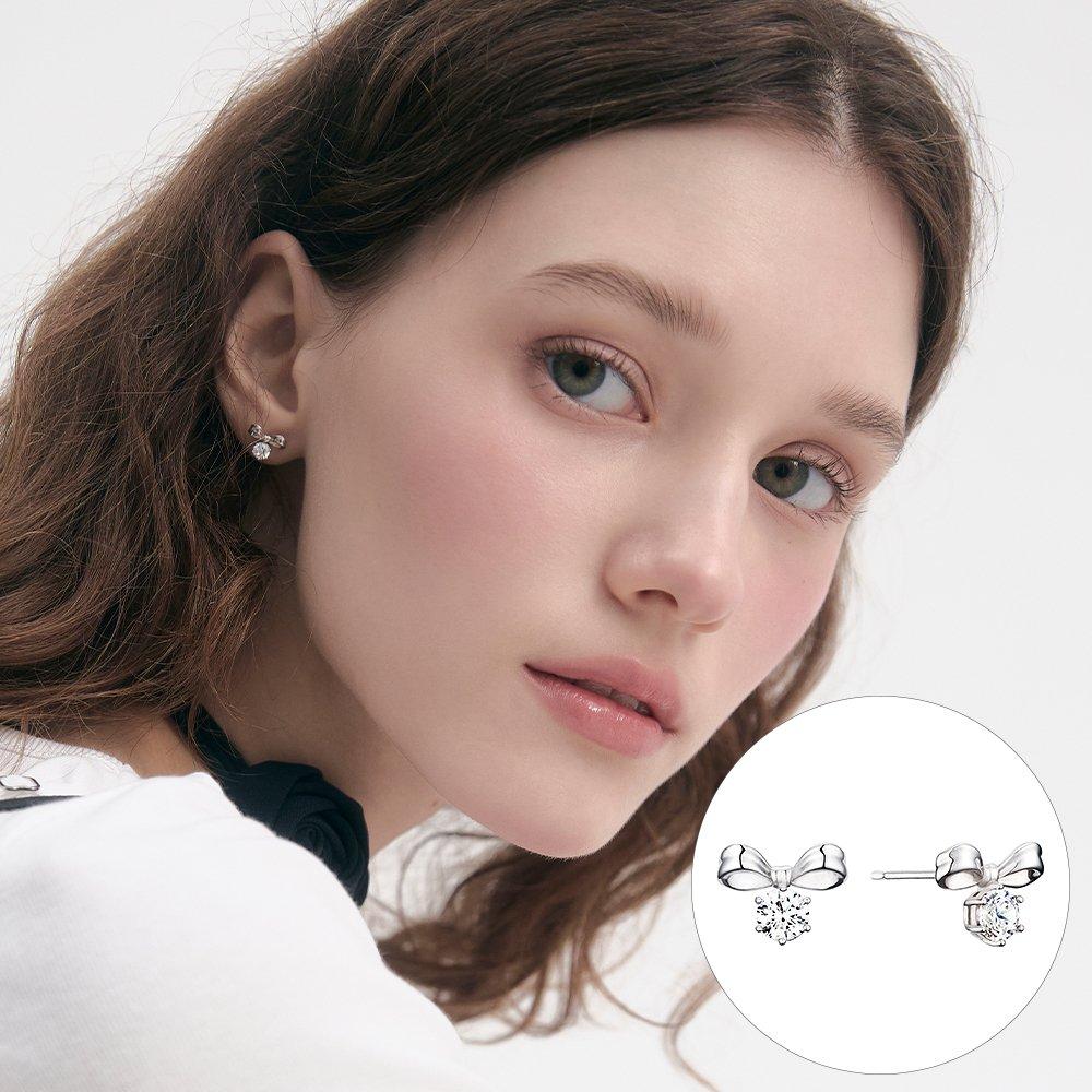 [Rosemont] Silver Ribbon Earrings Ra24C41K