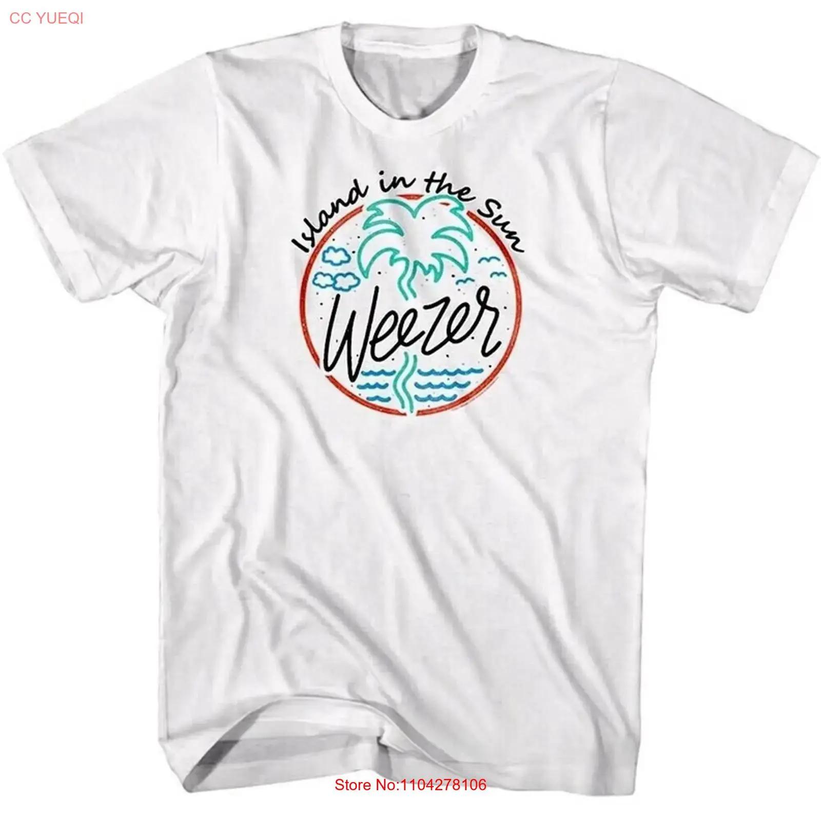 Weezer Men s T shirt Island in the Sun Song Tropical Palm Tree  vintage Washed Top For Everyday Wear Versatile Comfortable Soft S разноцветный