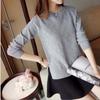 Knitwear Women Loose Round-neck Pullover for Women Long-sleeved Casual Solid-color Sweater Korean-style Spring and Autumn Top