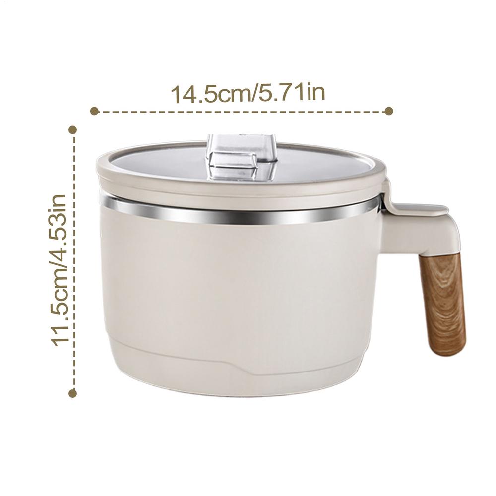 

Insulated Ramen Bowl Large Double-layer Microwave Stainless Steel Bowl Noodle Pot Set With Drain And Non-slip Wooden Handle білий