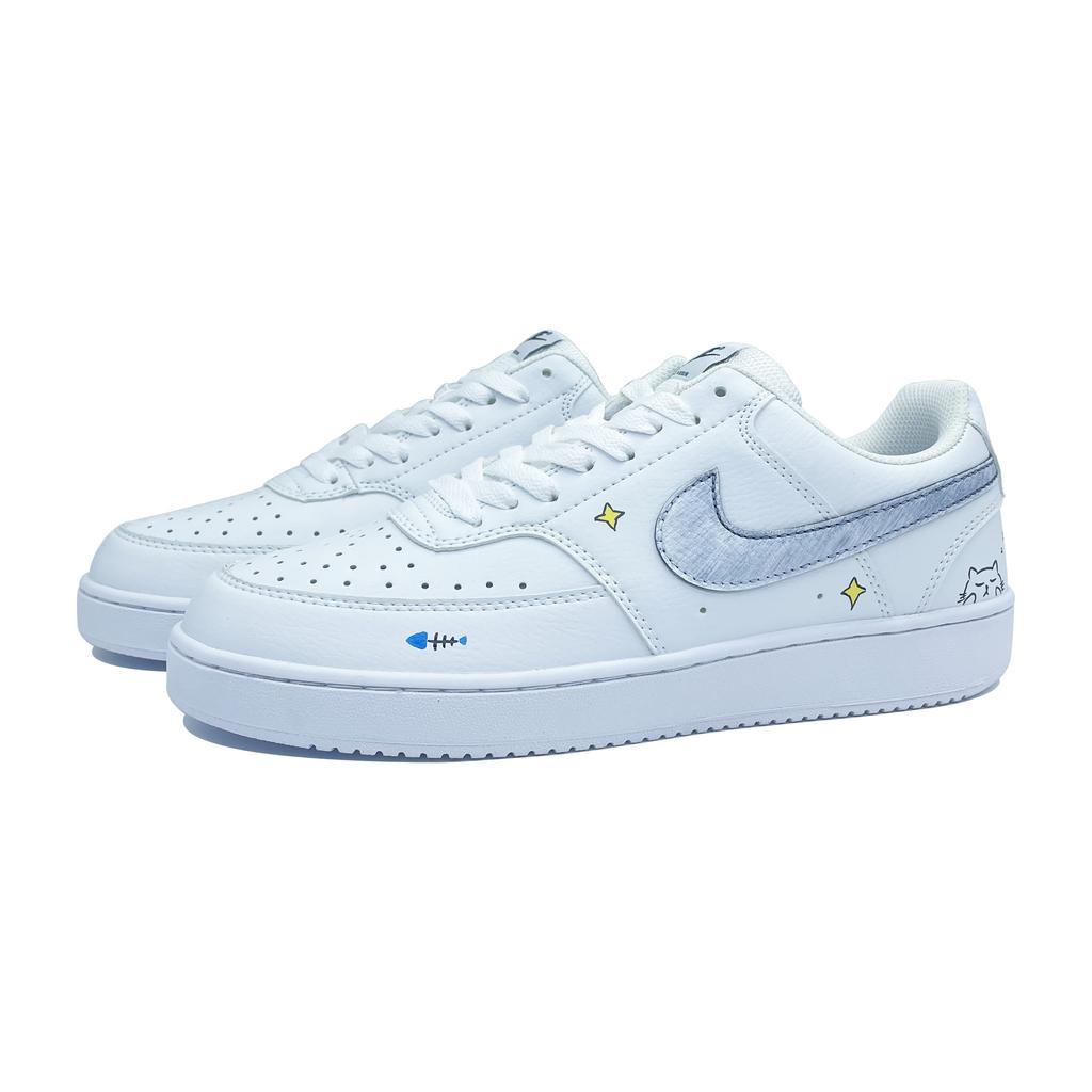 Nike Court Vision 1 Gluttonous Cat Cushioning, Wear Resistant Low Top Skateboard Shoes Unisex White DH2987-101(team591-)