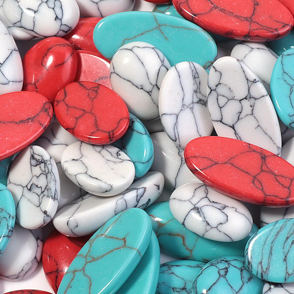 5pcs/lot Nature Turquoises Stone Cabochon For Jewelry Making Colored Oval Flat Back Cabochon Cameo DIY Rings Earring Accessories