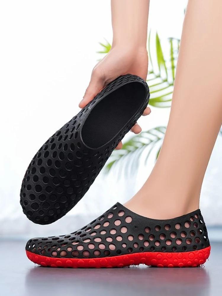 Fashion Flat Men's Sandal Hole Shoes Cheap Liquidation New Arrival Luxury Designer Pvc Clearance Sale Open Toe Original Casual Male Shoe