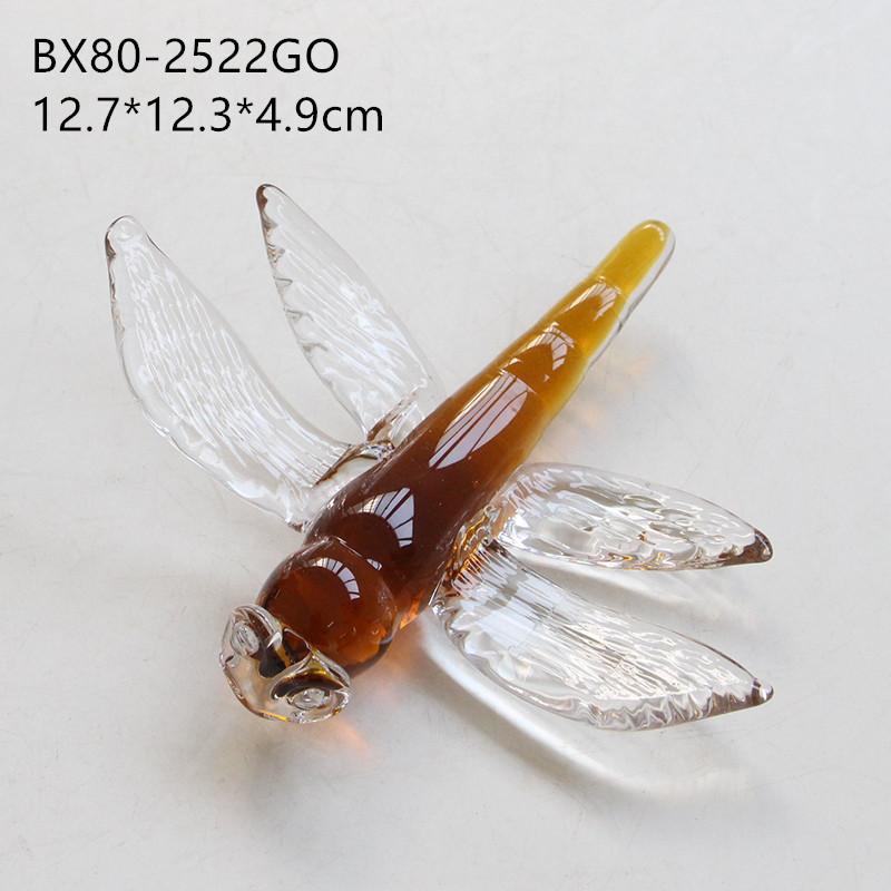 Handmade Glass Dragonfly Transparent Insect Sculpture Butterfly Gradually Changing Color Glass Handicraft Home Decoration