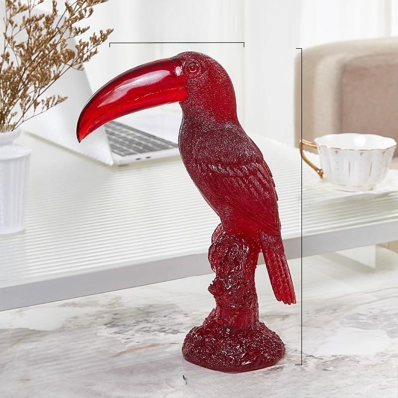 Transparente Papageienornamente Simuliertes Tukanmodell Requisiten Imitation Jade Harzhandwerk Wohnzimmer Schrank High-End Dekoration