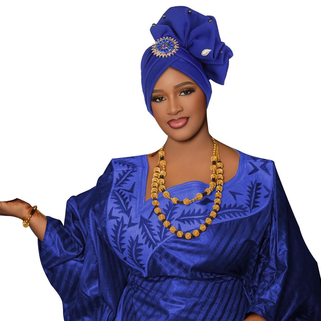 African-Style Rhinestone Applique Hijab Pullover Hat