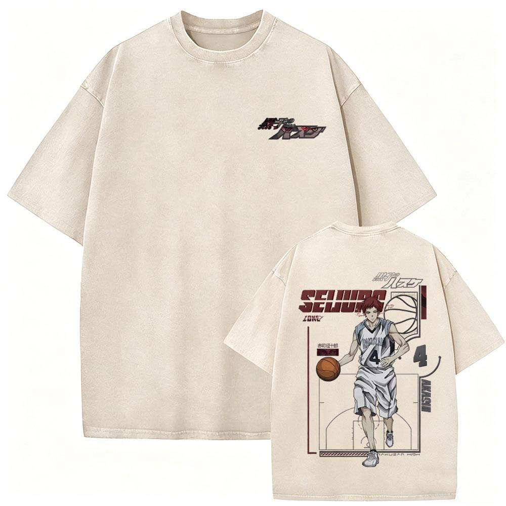 Washed Vintage Anime Kurokos Basketball T-shirt Manga Kagami Taiga Graphic T Shirt Men Women Retro O1210