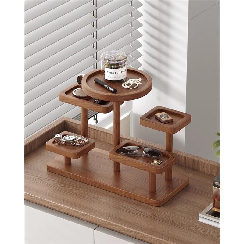 Rustic Entryway Shelf Key Holder Wooden Storage Rack Tabletop Organizer Display For Glasses Watches Home Decor