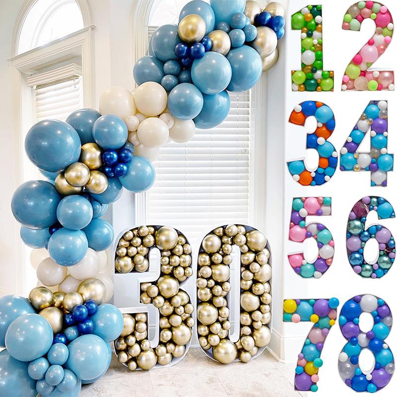 100cm Blank Number Mosaic Balloon Frame DIY 0-9 Filling Box Large Number Foam Board for Birthday Anniversary Party Decoration