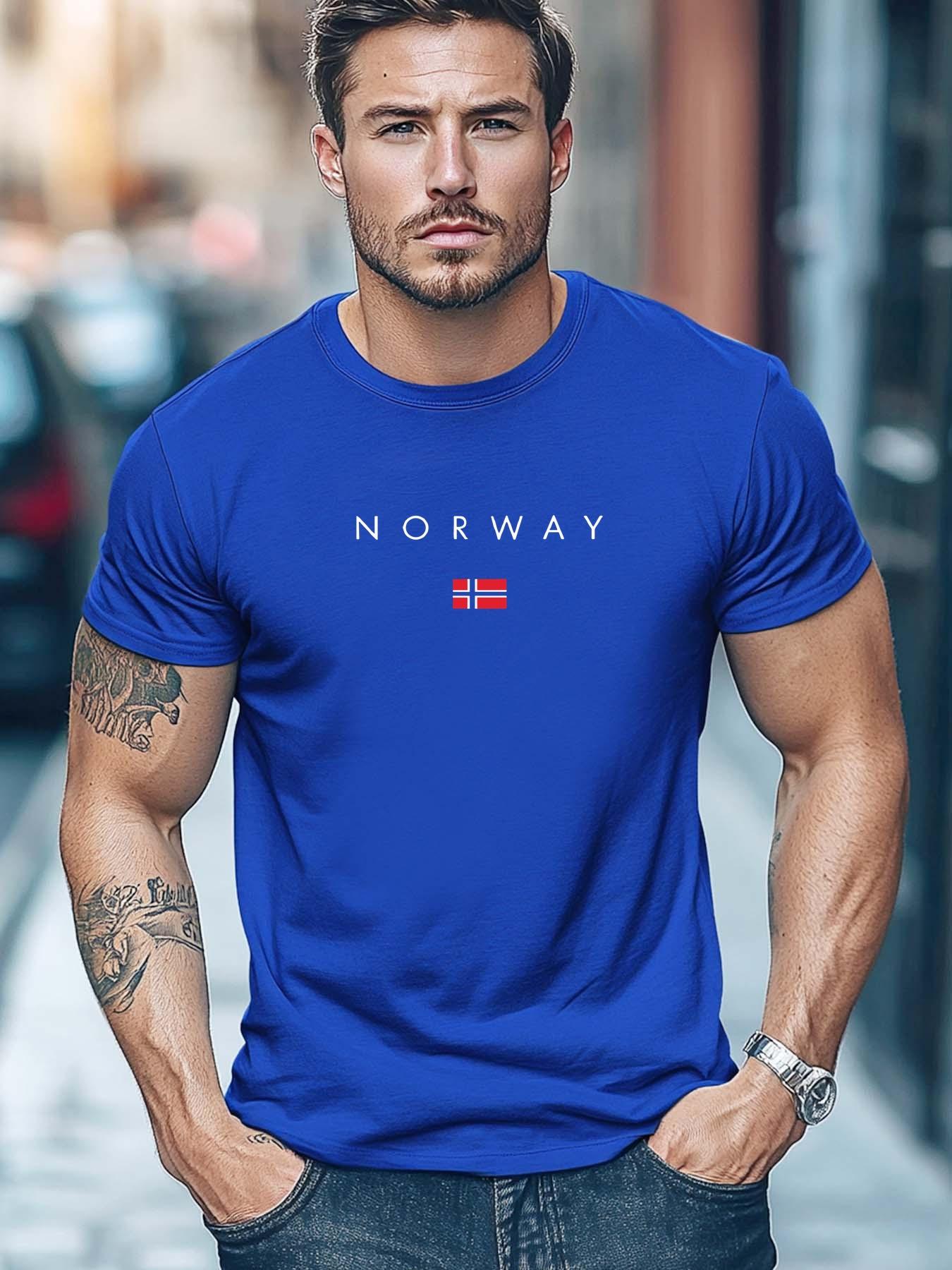 

Norwegian Flag Print 100 Cotton Trendy Men Woment Tshirt Summer Autumn Daily Outdoor Sports Casual Loose Street Short Sleeve 3XL