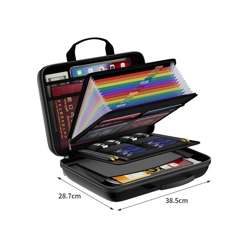 Waterproof And Fireproof Document Storage Bag, Certificate Passport Card Accordion Bag, Multifunctional Password Lock File Pouch
