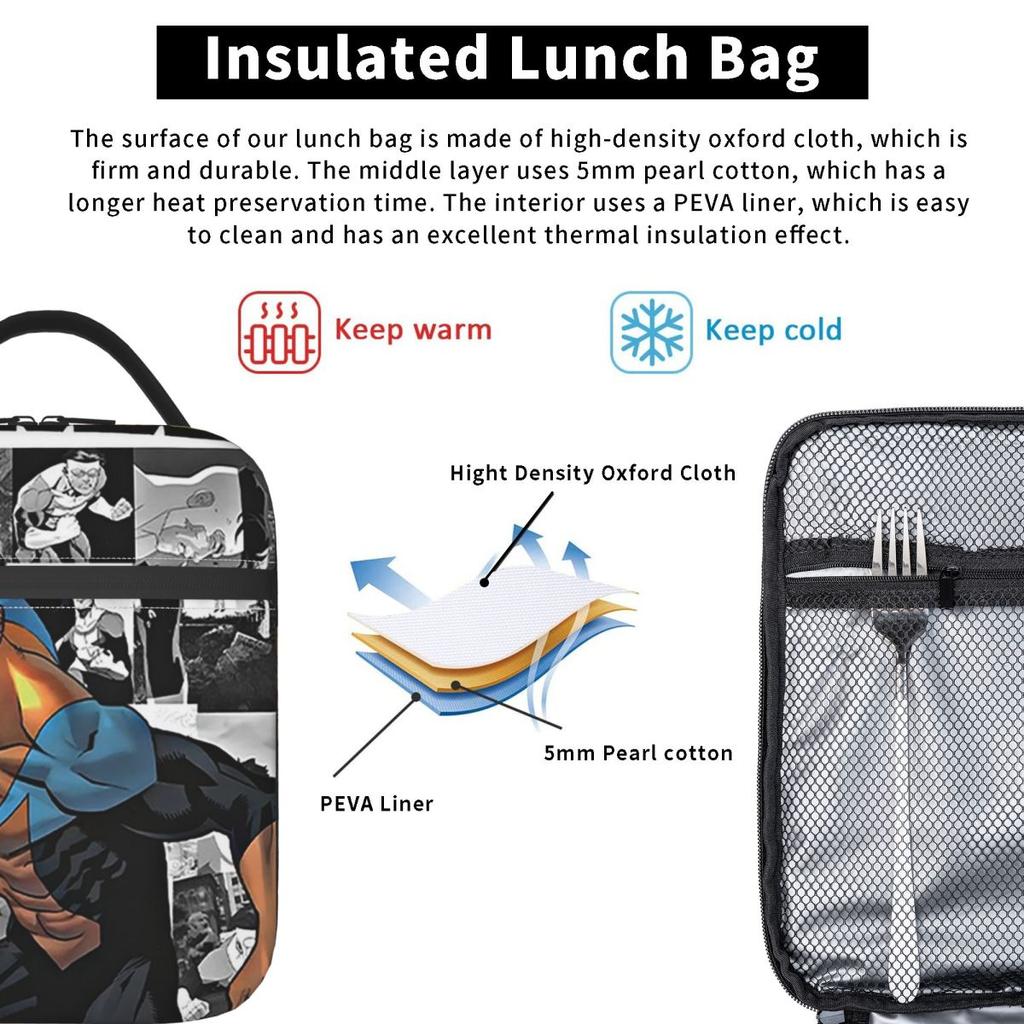 Unbesiegbar TV-Serie Mark Isolierte Lunchtasche für Damen Kinder Tragbar Lebensmittelboxen Thermische Lunchbox Tragetasche