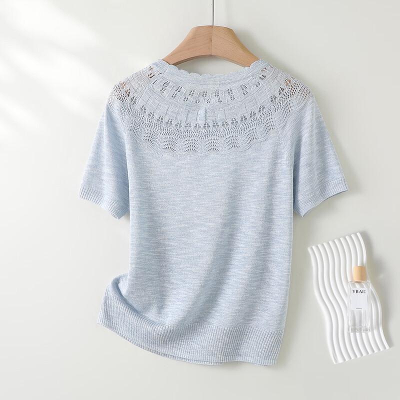 Women's Summer Hollow Knit Short Sleeve T-Shirt