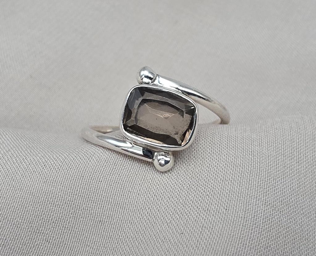 Smoky Quartz Sterling Silver Ring: Adjustable, Handmade Gemstone