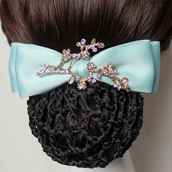 Women Hair Net Temperament Flower Shape OL Style Fishnet Hair Decoration Decorative Soft Bow-knot Lady Bud Hair Net for Airline Stewardess