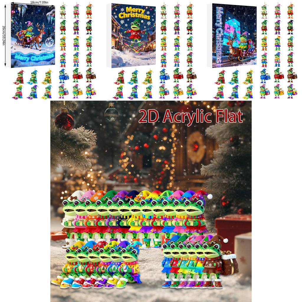 Christmas Frog Acrylic Advent Calendar With 24 Pieces For Festive Tree Ornaments