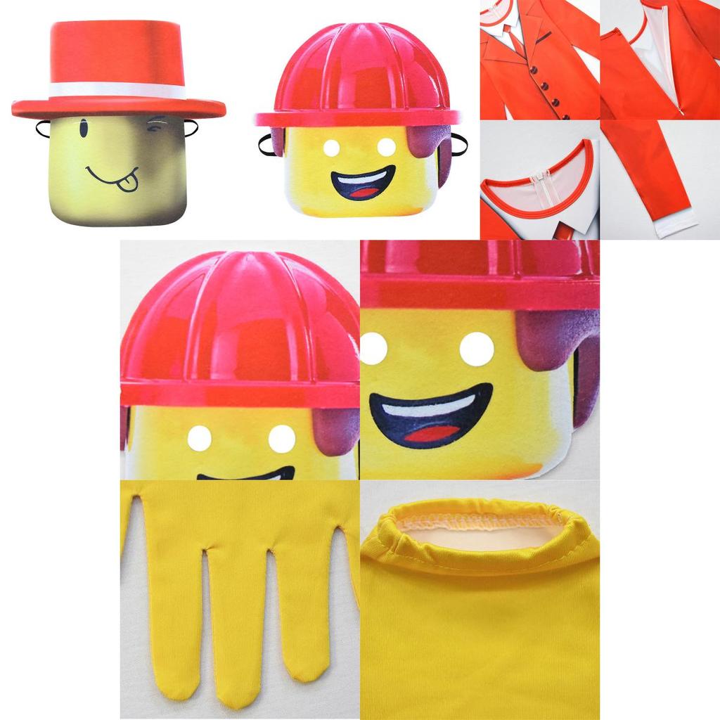 Levendige Oranje En Rode Roblox Cosplay Kinderen Jumpsuit Met Masker En Handschoenen