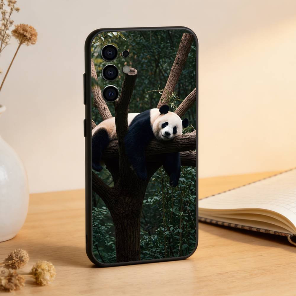 

Animal Panda Phone Case Black Silicone Soft For Samsung S25,S24,S21,S22,S23,S30,Ultra,S20,Plus,Fe,Lite Samsung S25ULTRA