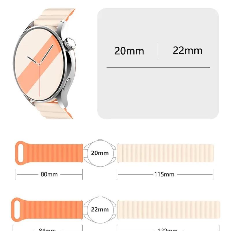 Silicone Magnetic Loop For Samsung Galaxy Watch 7 6 5 Pro 4 Classic Active Link Band Bracelet Huawei GT 2-2e 3-4 20mm 22mm Strap
