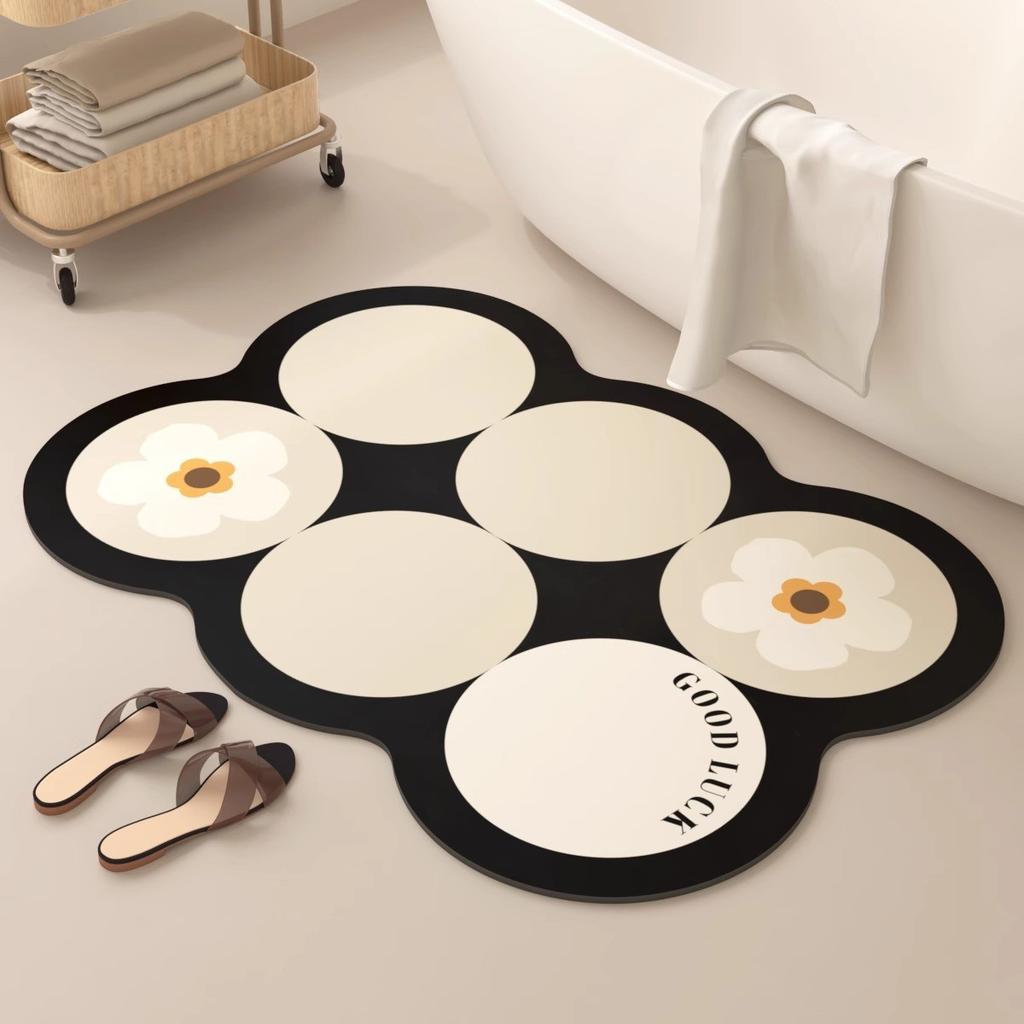 Nordic Style Bathroom Floor Mat, Diatom Mud Absorbent Mat, Bathroom Bathroom Toilet Door Non-Slip Foot Mat