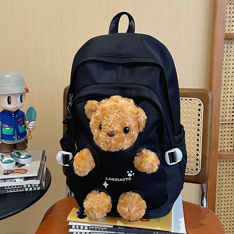 Backpack cute bear schoolbag junior high school girls college students new backpack niche Mori versatile bag