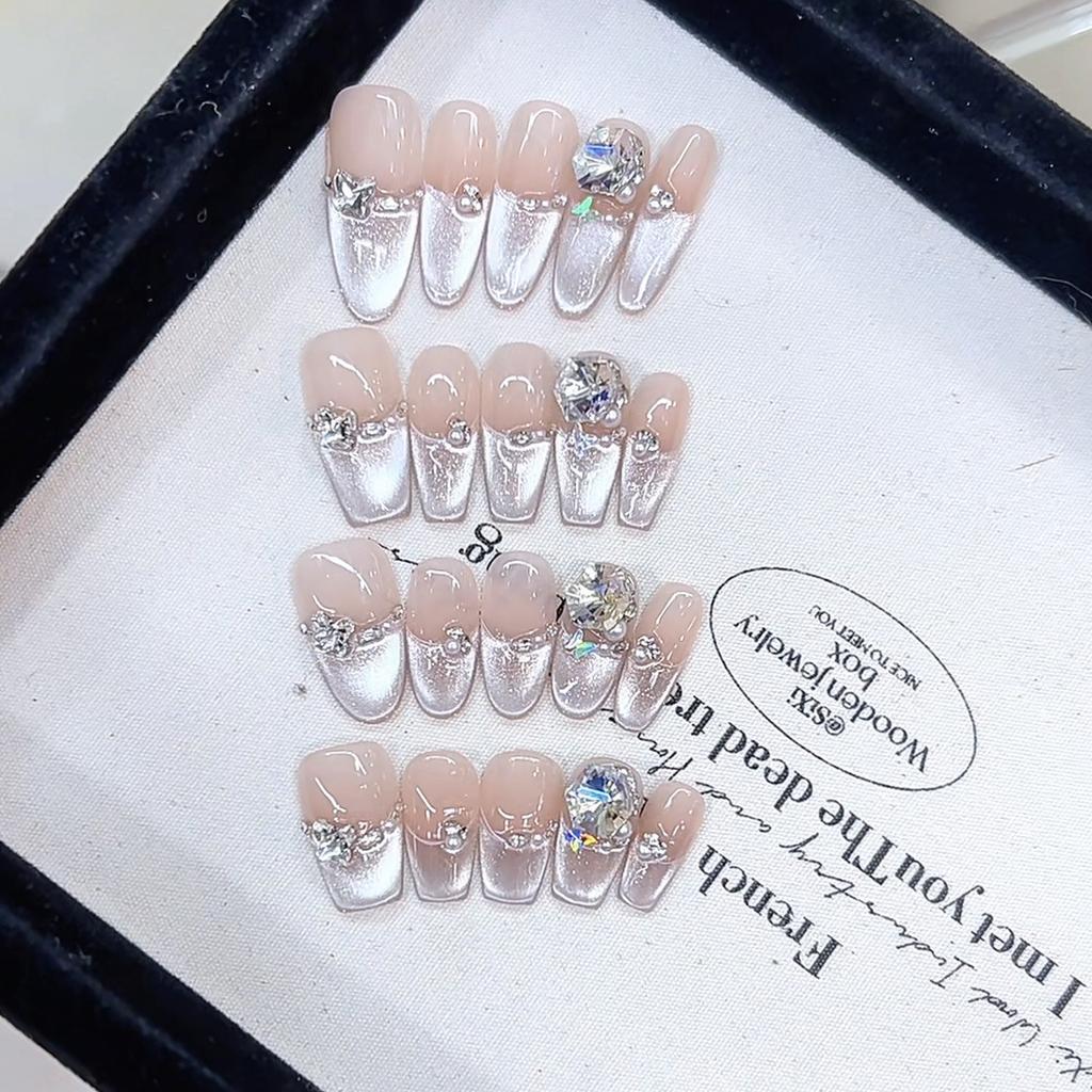 Pure Hand-dressed Armor Spring and Summer New Style Shining Galaxy Three-dimensional Ice-transparent Cat Eye Pure Desire Nail Sticker