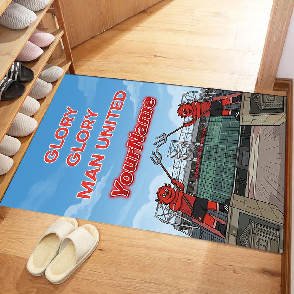 Manchester Customizable Name Floor Mat Perfect for Foyer Dormitory Playrooms Decorate room Anti-slip Rug Anime Office Decor Birthday/Christmas Gift