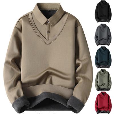 Herrar Casual Färgblockering Och Patchwork Stil Tvådelad Hoodie, Herrar Lös Revers Skjorta Hoodie