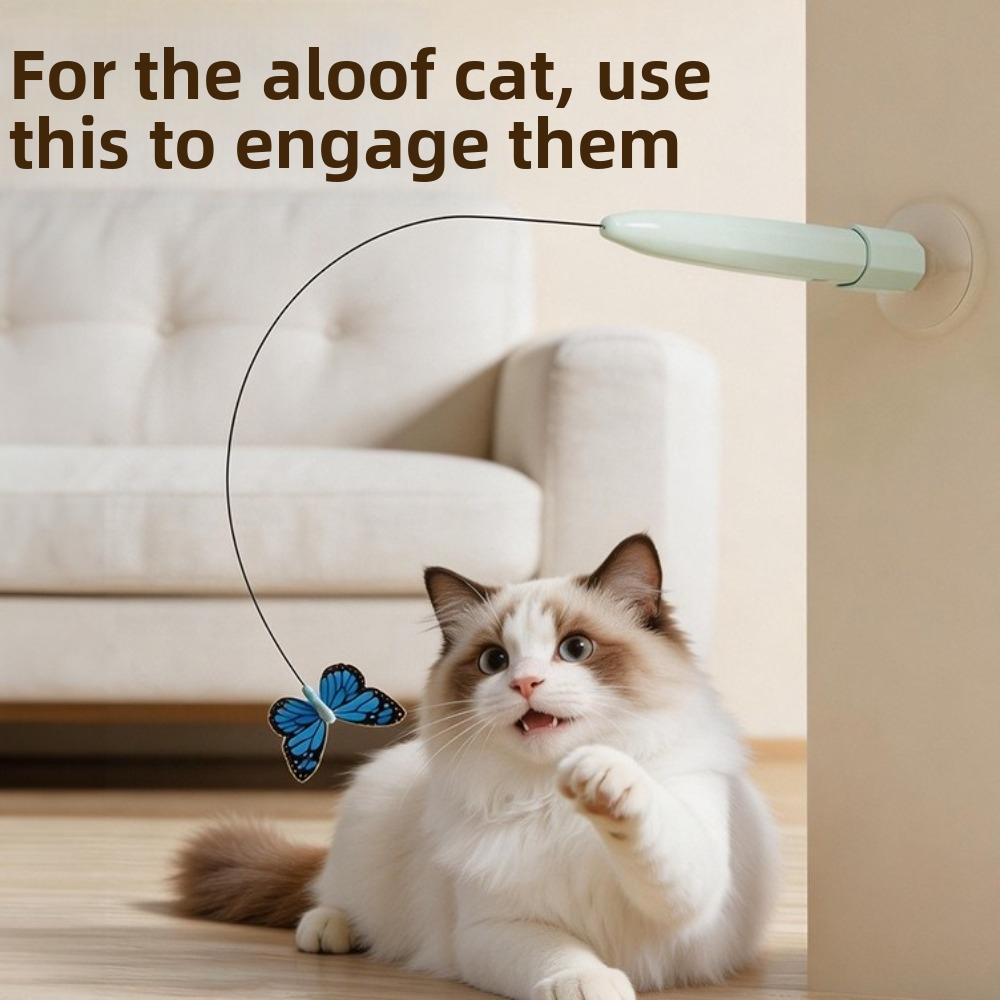 Suction Cup Base Automatic Cat Teaser 360° Rotation Electric Butterfly Cat Toy  Cat Exercise