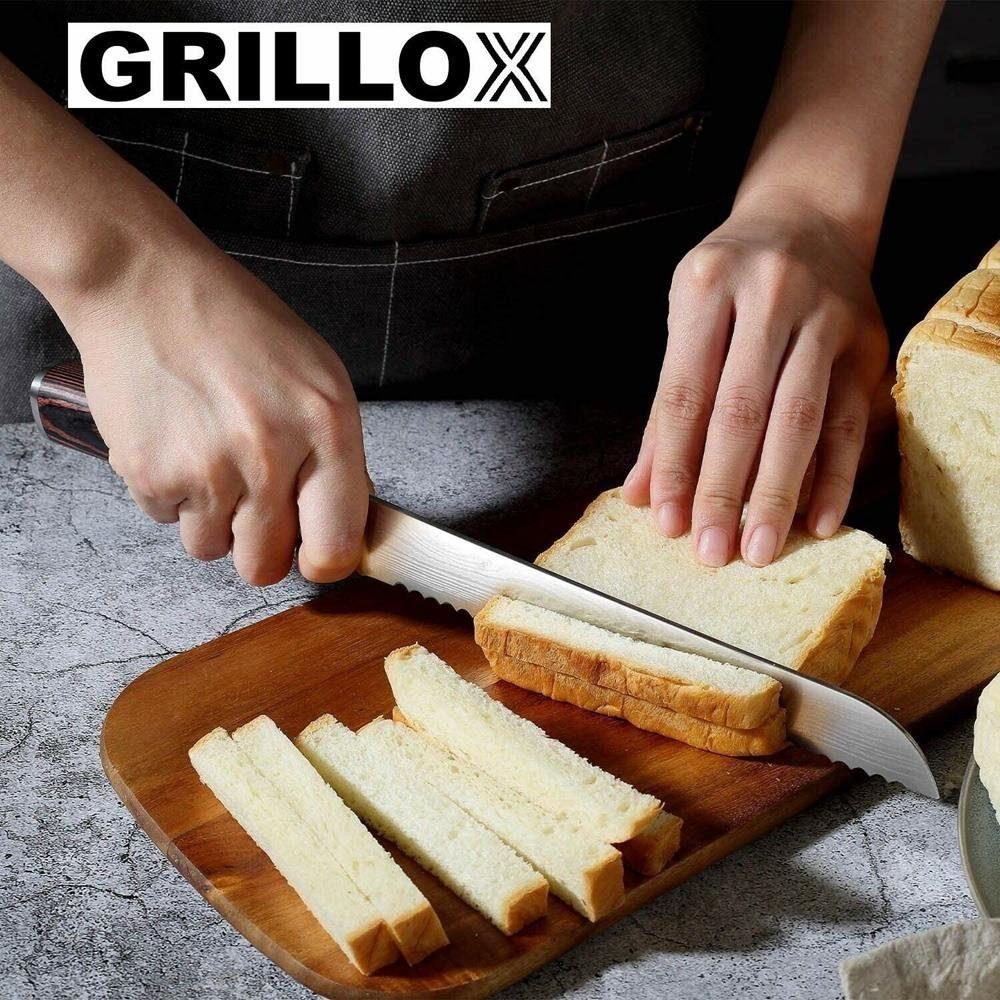 GRILLOX Professional Bread Knife 20cm Serrated Edge High-quality Stainless Steel Ultra Sharp