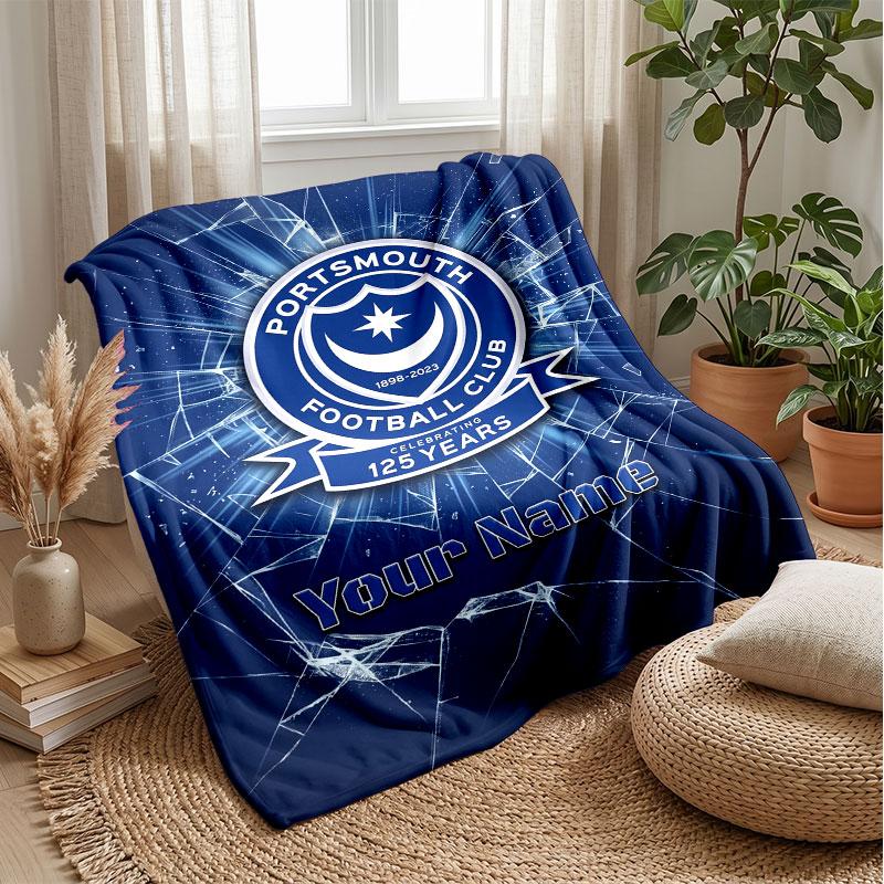פורטסמות FC שמיכת פלנל עם שם מותאם אישית לוגו כדורגל שמיכת פליז אישית מתנה מיוחדת לספה חדר שינה בית