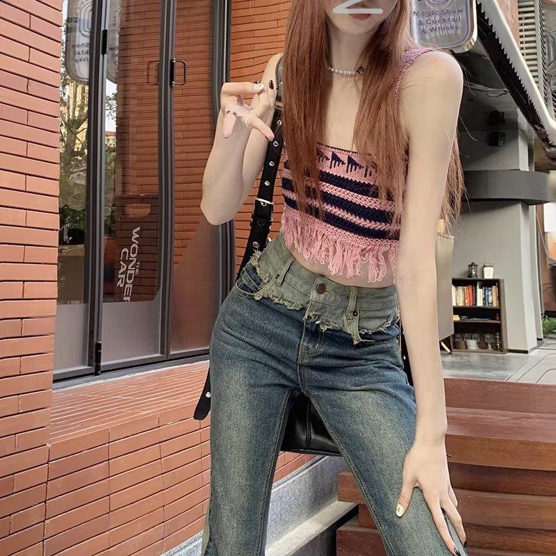 Plus Size Vintage Micro-large Jeans Women's Summer High-waisted Thin Flare Pants