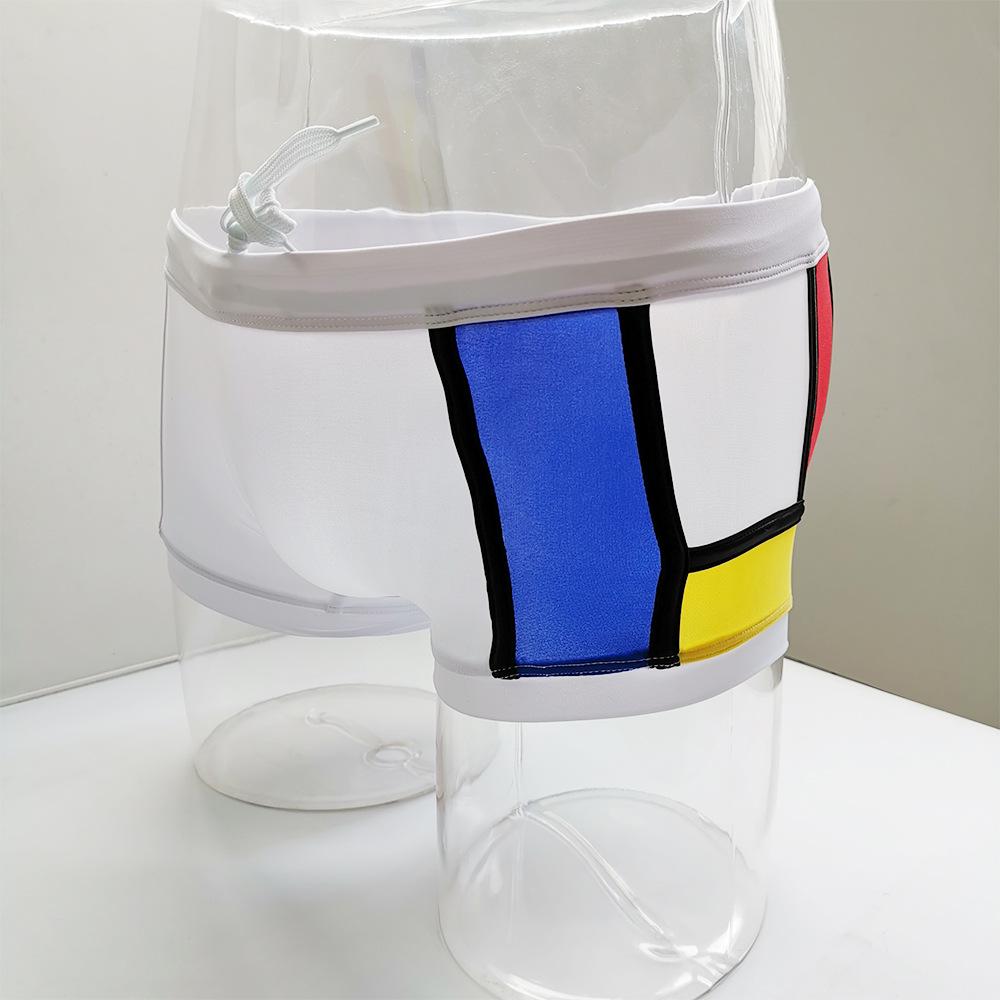 UXH Men's Patchwork Multicolor Briefs - Sleek, Sexy, and Anti-Exposure Beachwear.