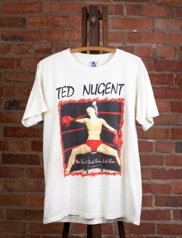 Vintage Ted Nugent 1988 Lick #039Em Concert T Shirt White Full Sizes NZ1518 S