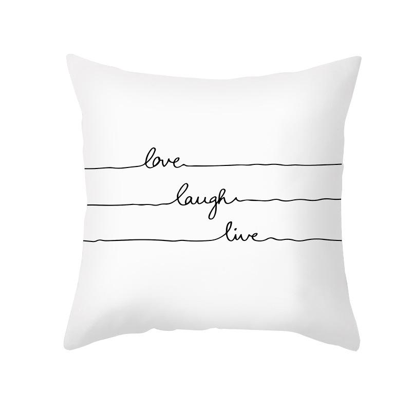 Neuer Kissenbezug Pfirsichhaut Schwarz-Weiß-Buchstabendruck Sofakissenbezug Büro-Kissenbezug