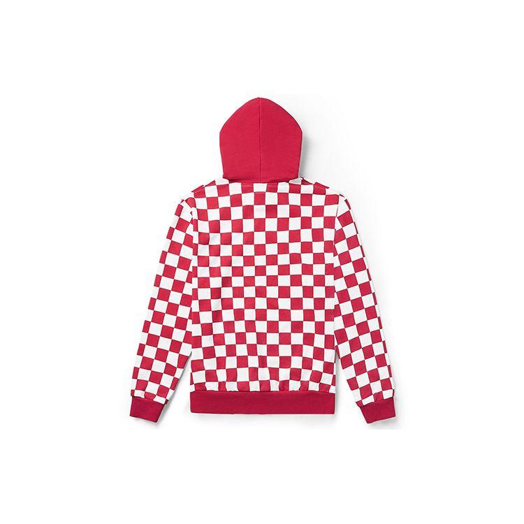Vans Checkerboard Hooded Pullover Sweatshirt Men sweatshirts Red White VN0A4BQZW13